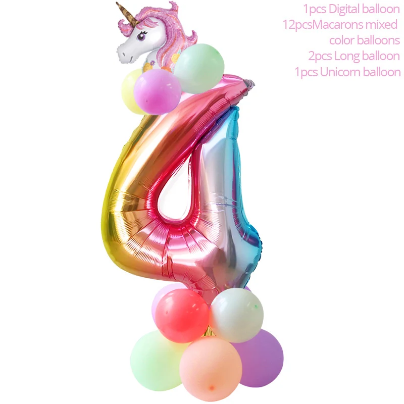 16pcs Balloon Set Единорог День Рождения декорации одноразовые набор столовых приборов Единорог шар чашки тарелки салфетки Дети День Рождения вечерние принадлежности - Цвет: 16pcs Balloon Set