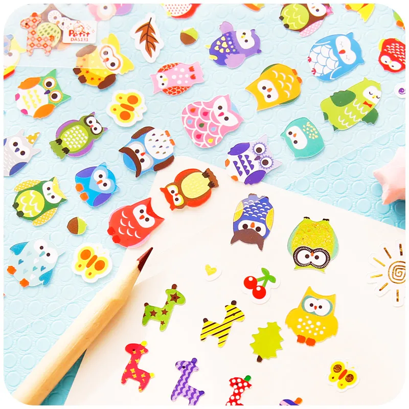 1 лист Diy Kawaii Сова Жираф Печать игрушка наклейка милый рисунок планировщик
