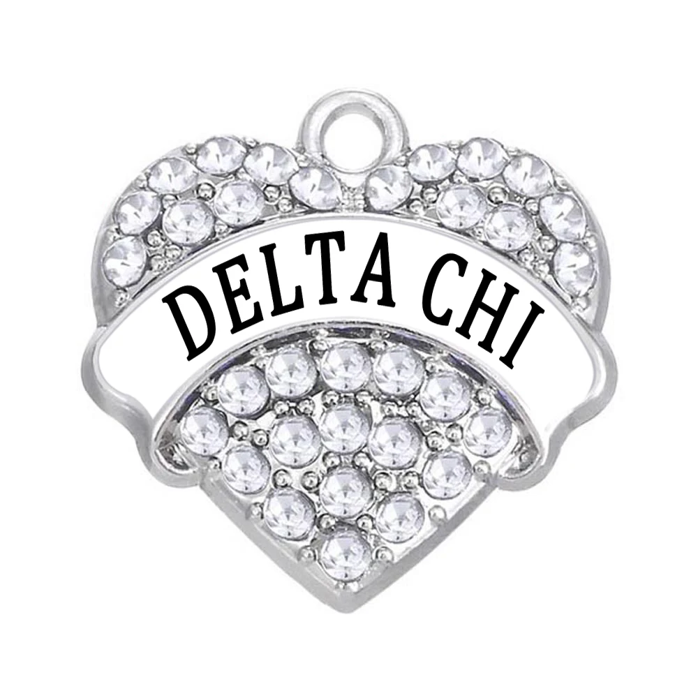 Посеребренные Подвески Стразы Delta Chi из цинкового сплава подвески в виде букв