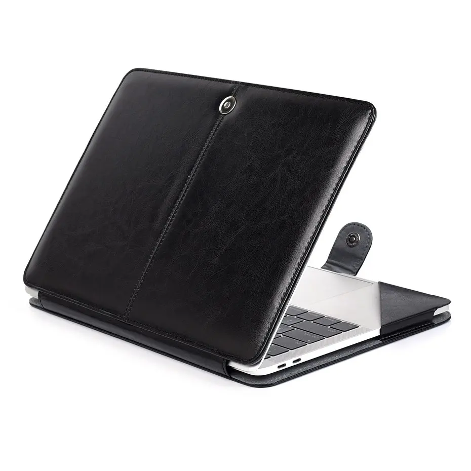 Чехол для macbook air 13, чехол для ноутбука из искусственной кожи для Apple Mac Book Air Pro retina 11 12 13 15 дюймов с сенсорной панелью, сумка для ноутбука - Цвет: Черный