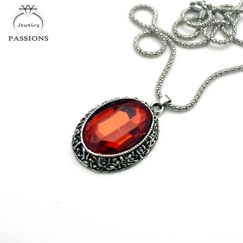 Женское винтажное ожерелье с подвеской Длинное украшение цветным кристаллом