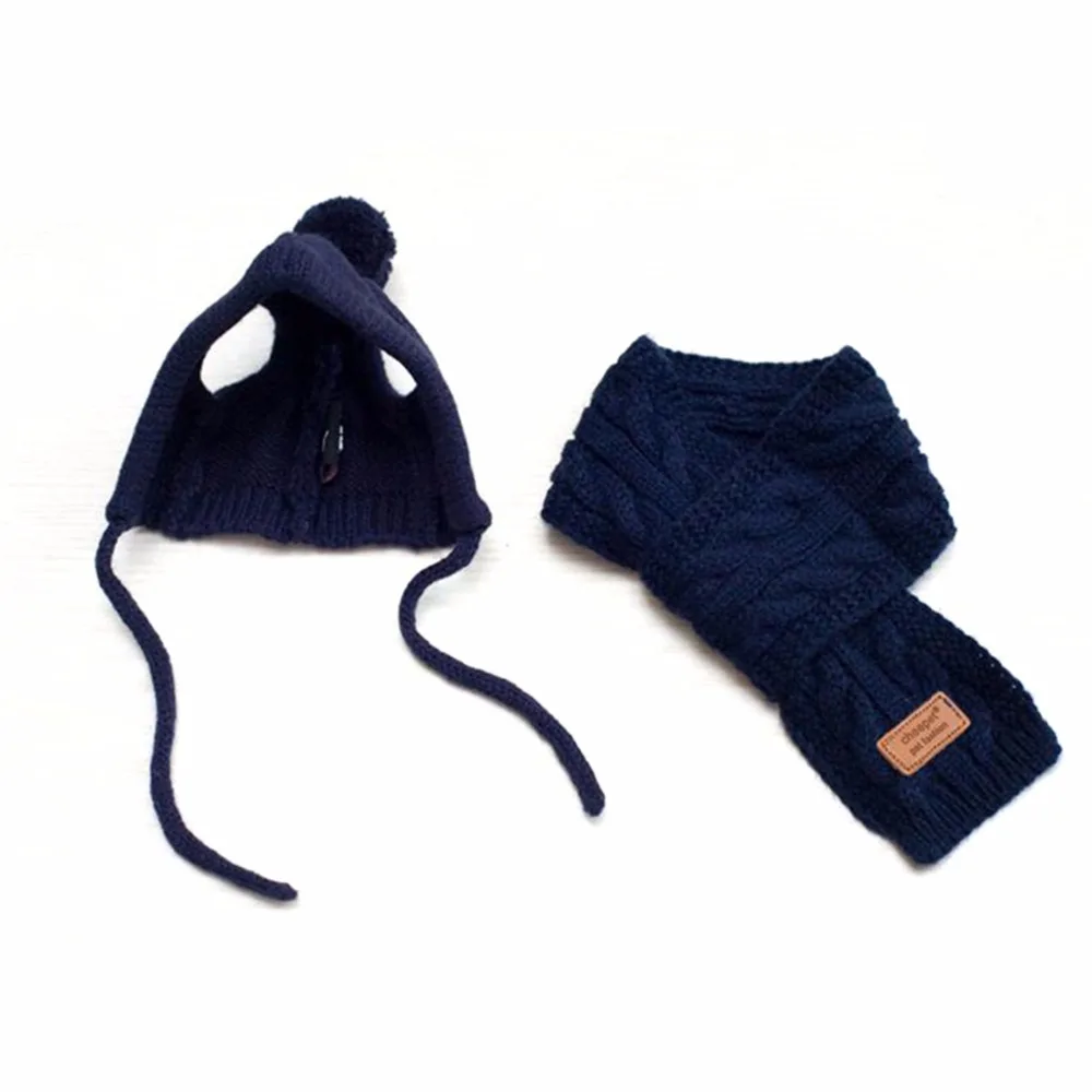 Милая шерстяная одежда для домашних животных зимняя шапка кошек и собак шарф