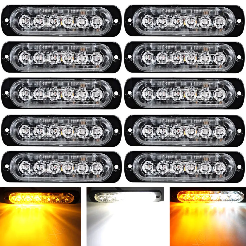 Бесплатная доставка 10 шт. 6LED автомобиль грузовик 6 светодиодной вспышки света
