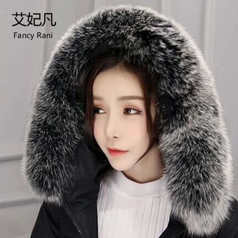 

80CM Real Fox Fur Collars Female Fox Fur Square Collar Ring Scarf Women 100% Natural Genuine Fox Fur Scarves Collar Accessories