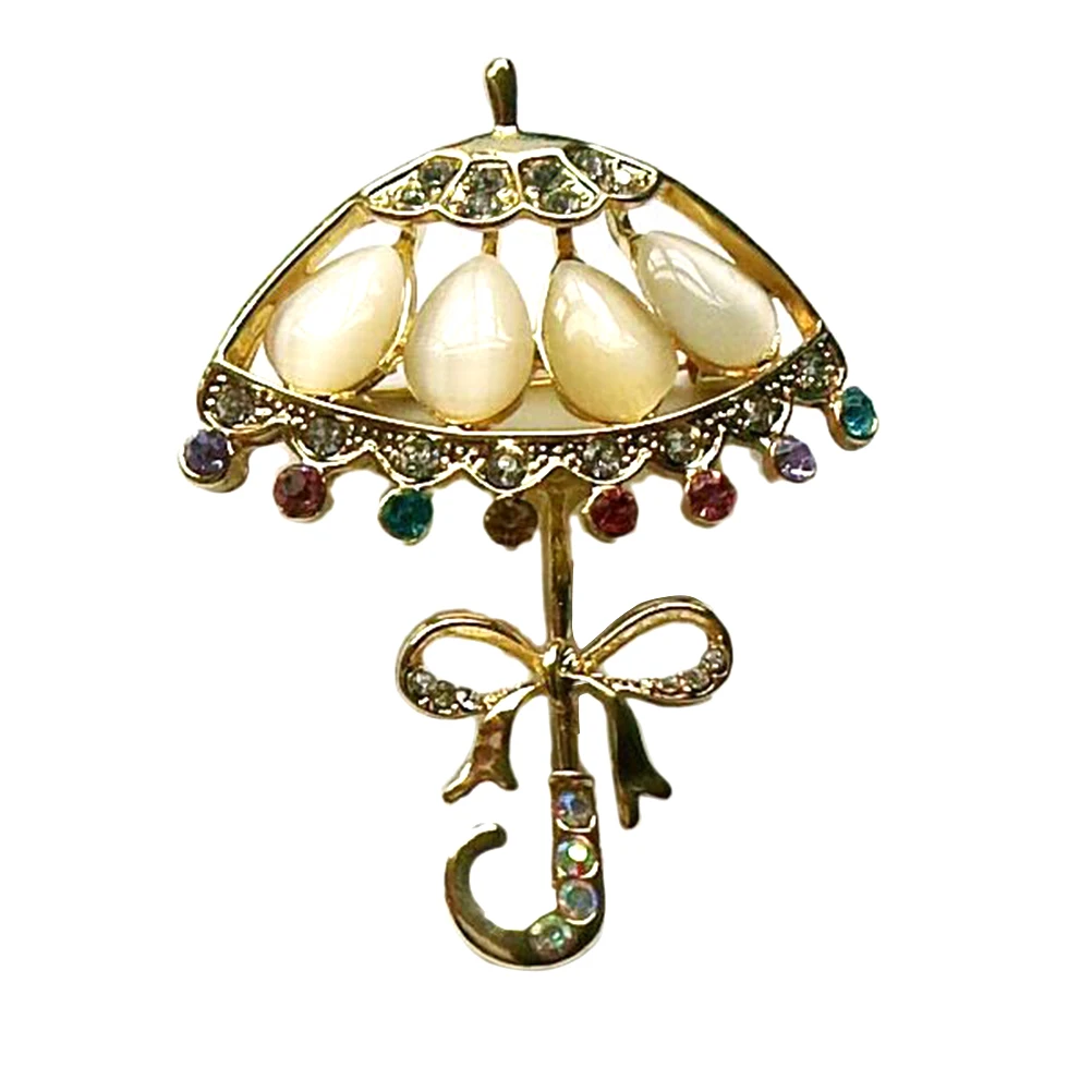 Женщины Блеск Кристалл Rhinestone Embedded брошь зонтик Pin Breastpin (шаблон 2)|Броши| |