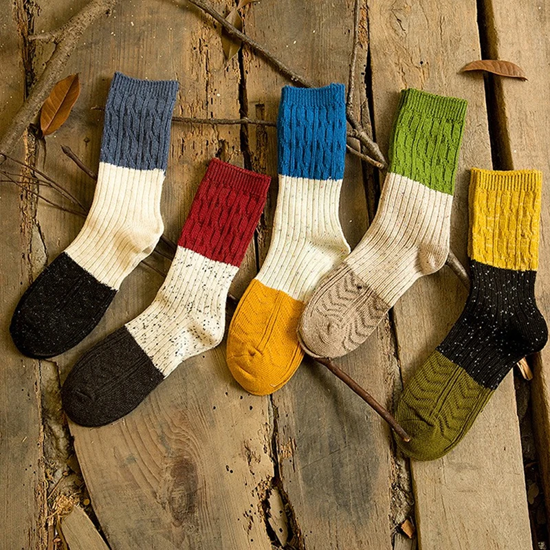 Осенне-зимние теплые вязаные носки Bigsweety новые винтажные высококачественные