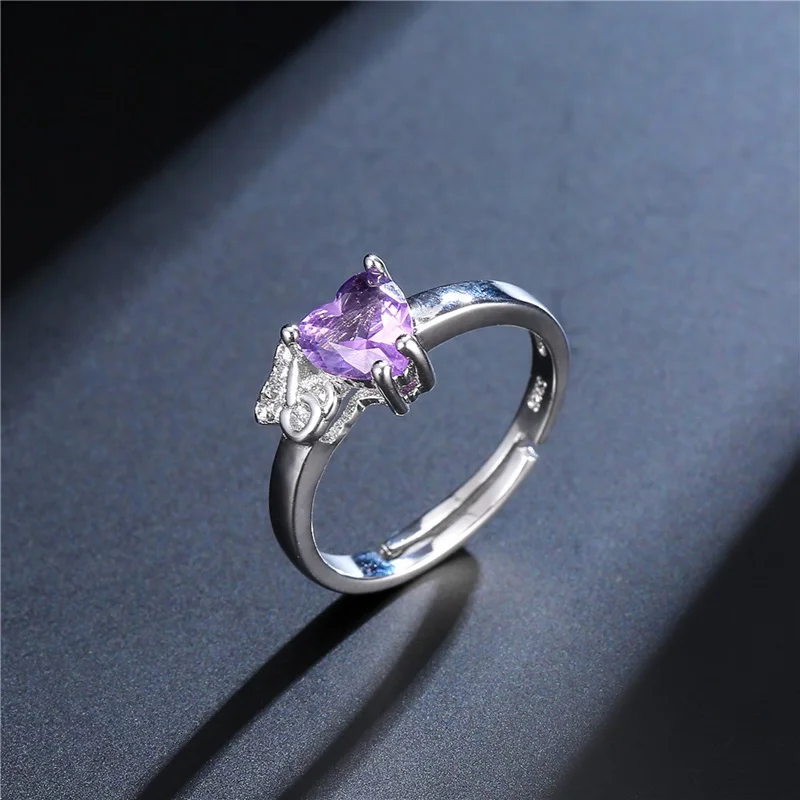 OMHXZJ Wholesale European Fashion Woman Man Party Wedding Gift Heart Purple Amethyst AAA Zircon 925 Sterling Silver Ring RR275 | Украшения