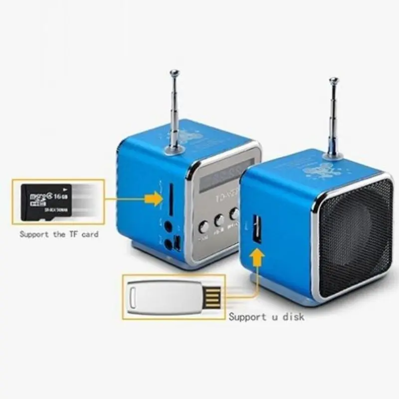 TD-V26 мини-динамик портативный MP3 музыкальный плеер с ЖК-поддержкой fm-радио Micro TF SD Стерео Громкий динамик для ноутбуков мобильных телефонов