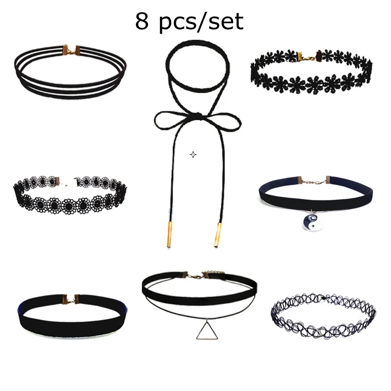 8 шт./компл. воротник татуировки кулон кисточки для очаровательных женщин Чокеры