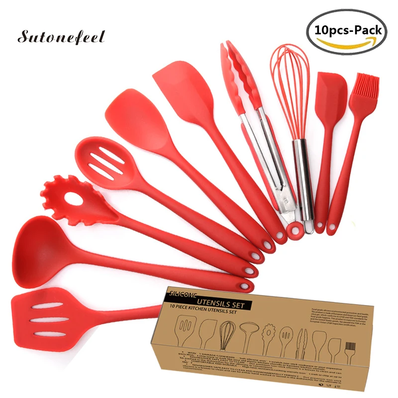 

10Pcs/Lot Silicone Utensils Set Non-Stick Cooking Utensils Set Heat Resistant Cookware Set Kitchen Baking Tools