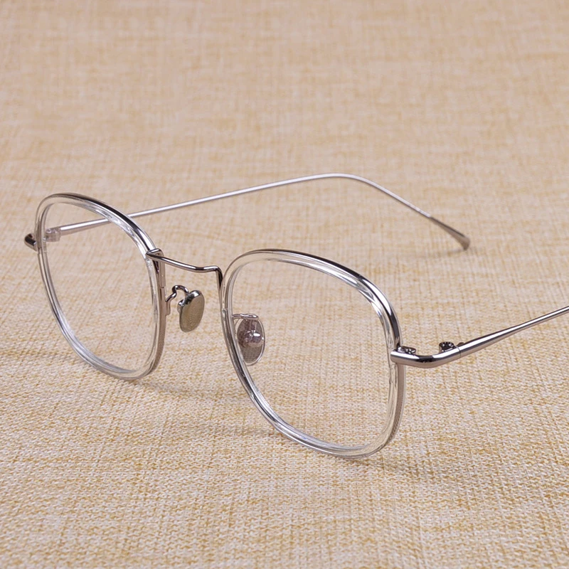 New TR90 Vintage Eyeglass Frame Ultra-light Full-frame Square Glasses Men and Women Flat - Цвет оправы: Silver white