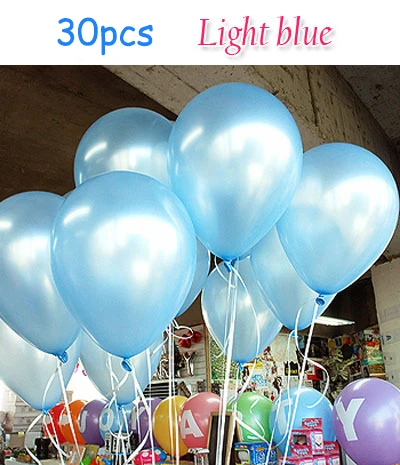 Light blue 30 шт. 12 дюймов латексные красочные украшения для дня рождения для взрослых и детей золотые, серебристые, черные латексные шарики Свадебные украшения гелиевые - Цвет: Light blue