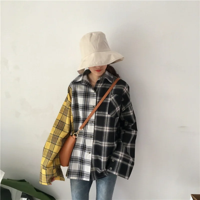 2017 fall new Women Blouse Long Sleeve plaid Casual female Shirt Tops Female ClothingYZX36 |