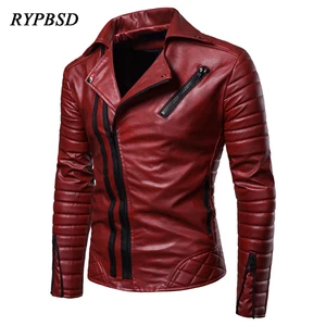 Мужская Байкерская кожаная куртка на молнии, Черная байкерская куртка из искусственной кожи с длинным рукавом, большие размеры, Осень-зима 2022