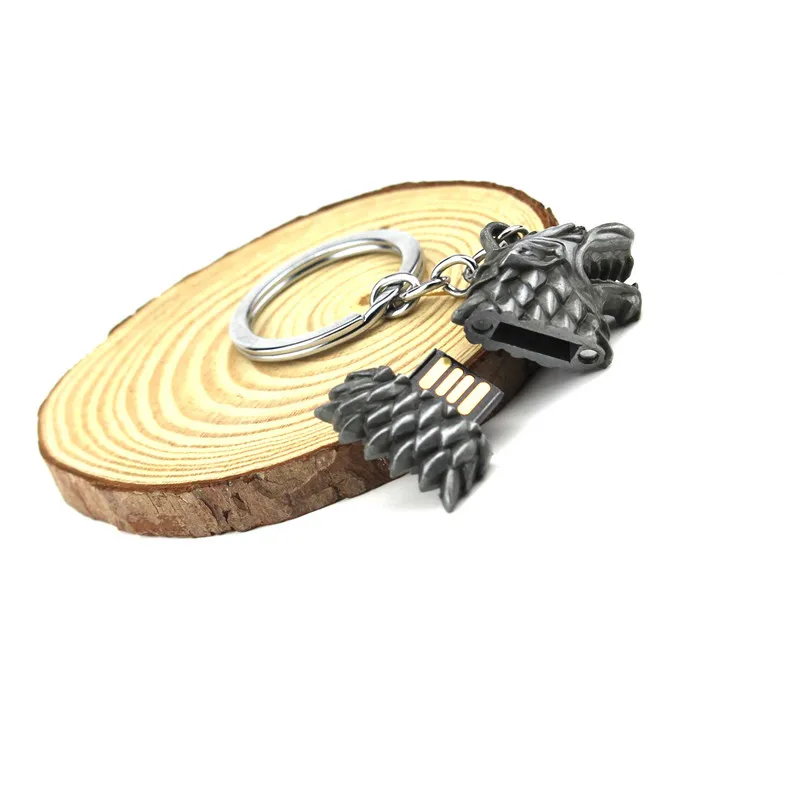 Новая мода новая Игра престолов STARK sigil Direwolf USB флешка брелки кольцо фильм