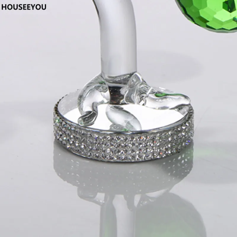 Кристаллическое зеленое яблоко украшение Fengshui стеклянные поделки домашний