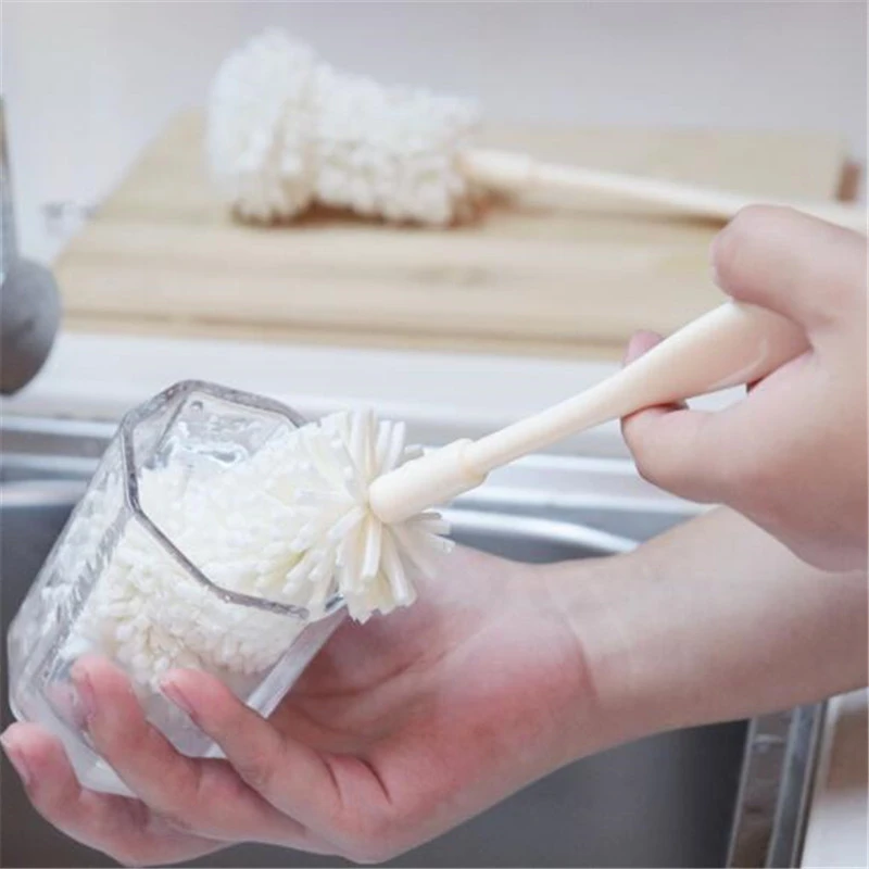 Длинная ручка губка чашка щетка для очистки стекла бутылка молока очиститель