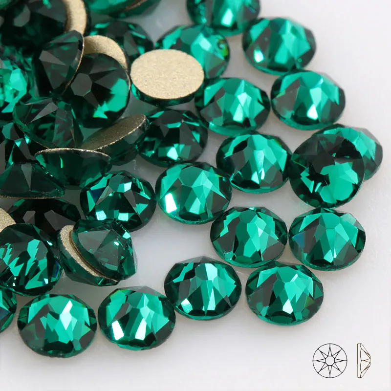 green zircon QIAO 8 big+ 8 small Cut Facets не горячей фиксации хрустальные стразы, стекло высшего качества Стразы, каменные кристаллы AB Клей на одежду - Цвет: green zircon