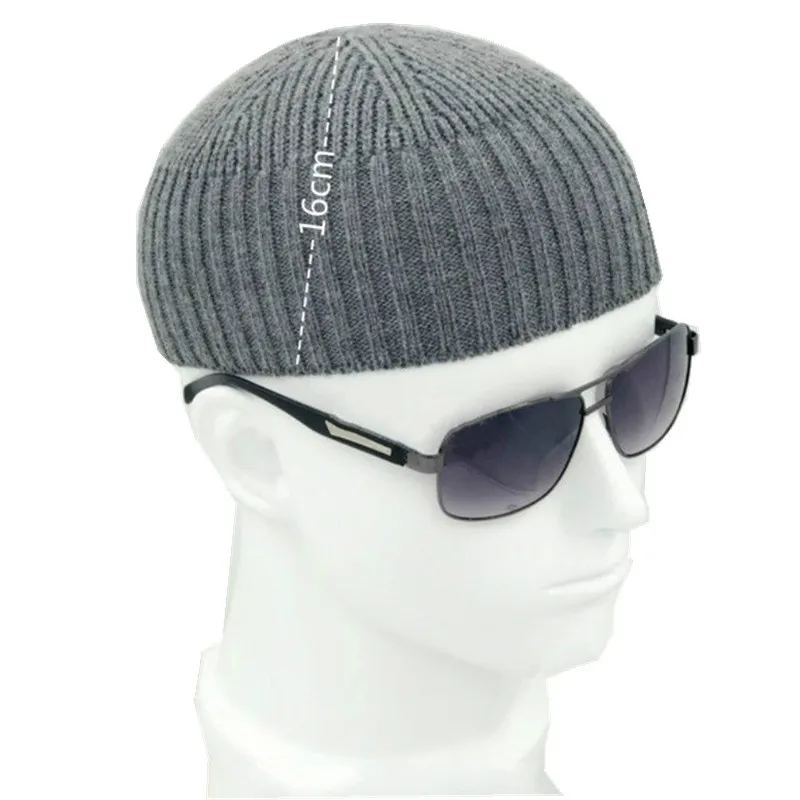 Мужская вязаная шерстяная шапочка Blend Beanie, Кепка с черепом, кепка без полей, шапки в стиле хип-хоп, повседневная черная, темно-серая, Ретро стиль, модная новинка 904-897 - Цвет: Grey