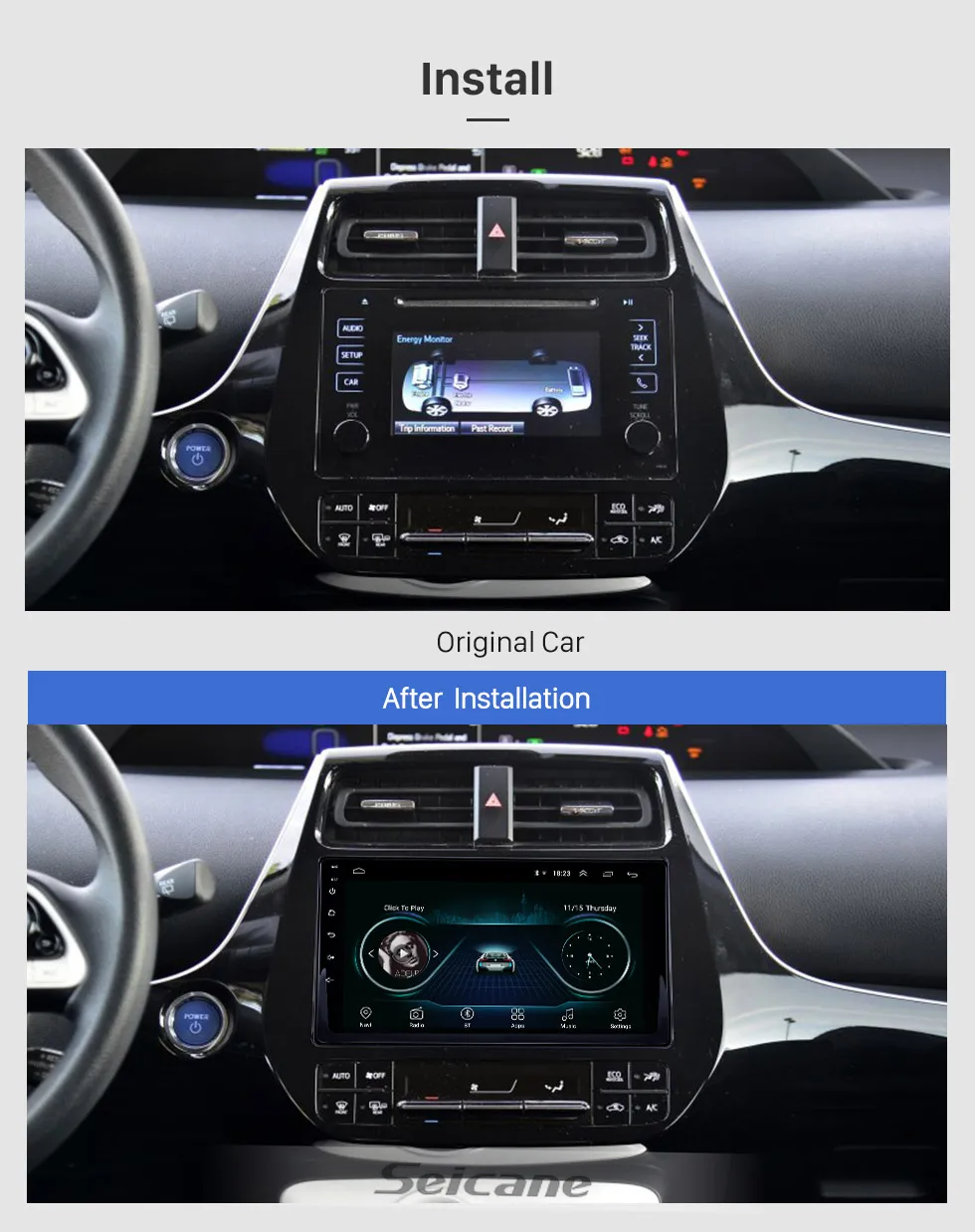 Seicane 9 дюймов 2din Android 8,1 HD сенсорный экран автомобиля радио gps для Toyota Prius Поддержка wifi Bluetooth DVR камера заднего вида
