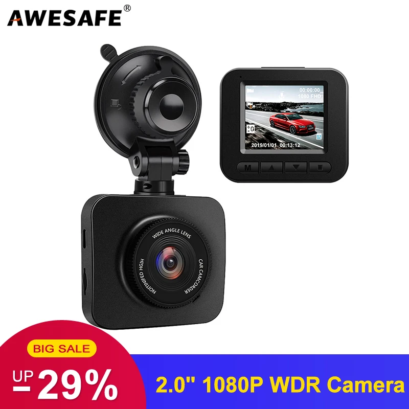 AWESAFE Автомобильные видеорегистраторы FHD 1080P 2 0 &quotмини камера с g сенсором