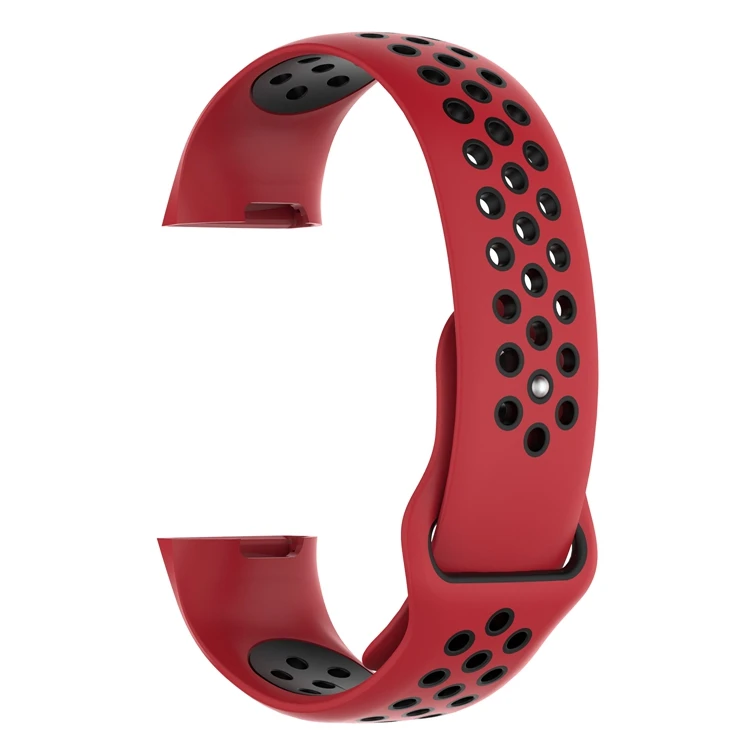 Red Black Силиконовый ремешок для Fitbit Charge 3 фитнес-трекер спортивные Smartwatch двойной цвет пористые дышащие часы - Цвет: Red Black