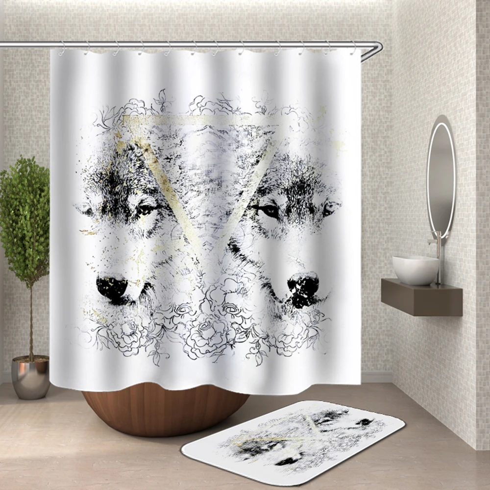 

moon wolf shower curtain waterproof drop shipping cortina de bao 3d bath curtain shower bathroom