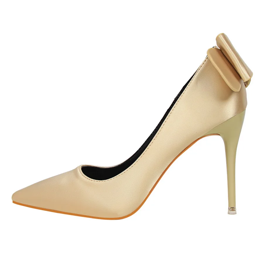 BIGTREE/Новинка женские туфли на высоком каблуке с острым носком лодочки узлом