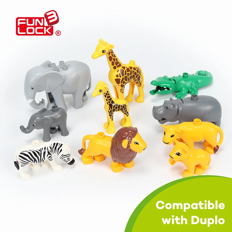 Конструктор Funlock Duplo игрушки животные на прерии 10 шт. в сумке креативные сборные