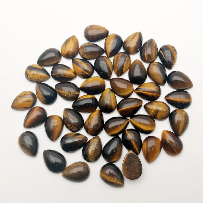 Tiger eye Мода смесь природных камней 10x14 мм капли воды cbochon бусины для изготовления ювелирных изделий 100 шт./лот кольцо аксессуары без отверстия - Цвет: Tiger eye