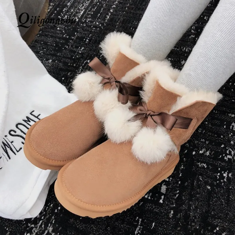 угги женские из мех натуральная замша шерсть для женщин водонепроницаемые
