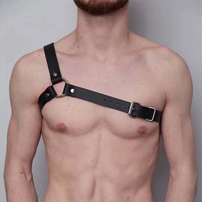 Punk Men Leather Harness Belt Sexy Adjustable Body Chest Strap Bondage Black Suspenders Nightclub Display Costume | Аксессуары для