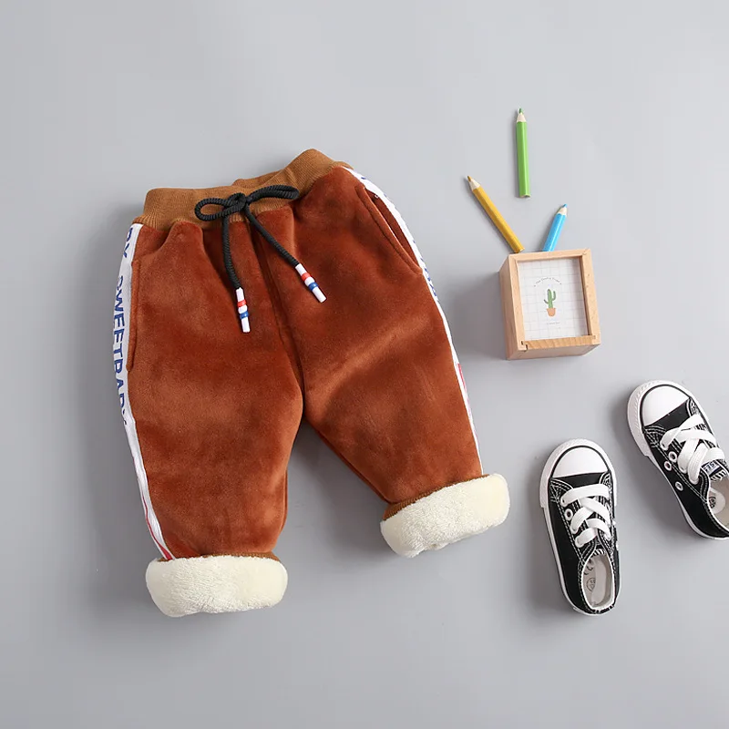 Зимние теплые штаны для мальчиков Детские повседневные хлопковые брюки из