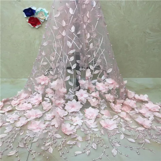 As Picture 8 Высококачественная африканская кружевная ткань новейшее 3d цветочное Тюлевое кружево, нигерийское кружево с блестками и перьями для свадьбы - Цвет: As Picture 8