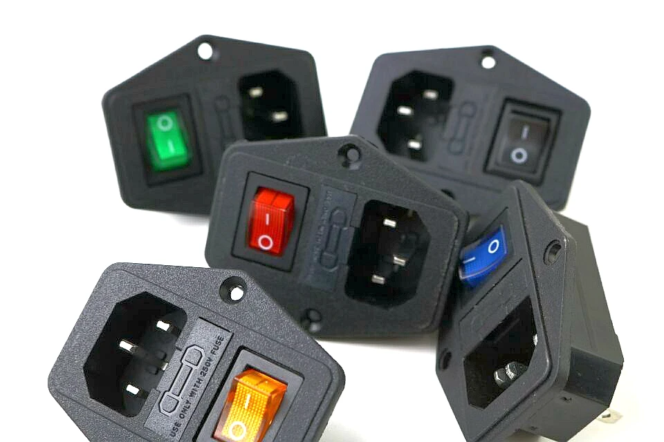Клавишный Выключатель питания IEC 4 Pin 320 C14 штепсельная вилка стандартной мощности
