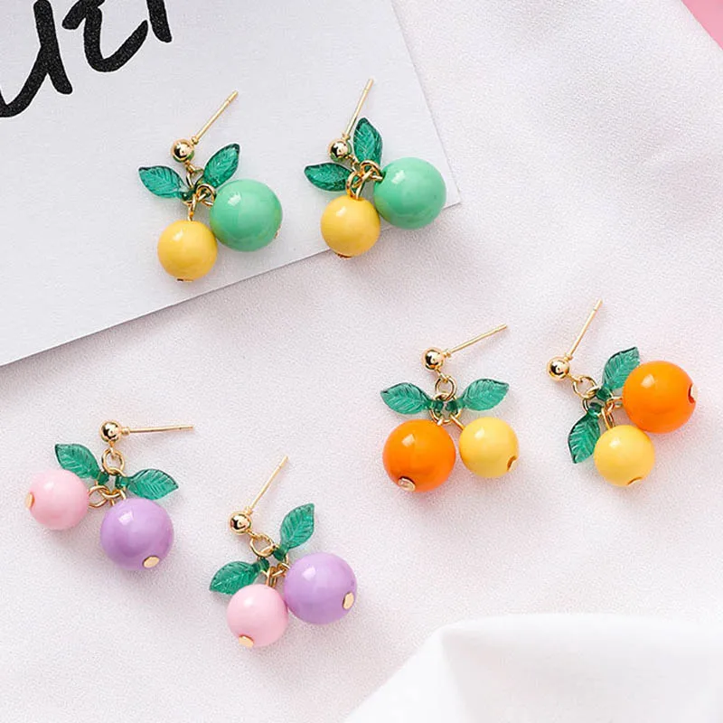 2019 корейские простые милые красочные вишневые фрукты зеленые листья короткие