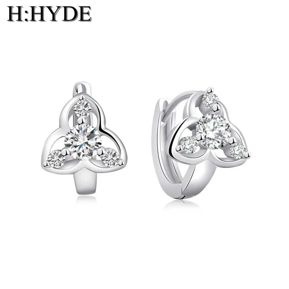 H: HYDE CZ циркониевые серьги, новые модные серьги с кристаллами в виде цветов, трендовые элегантные серьги-кольца белого золота для женщин, ювелирные изделия