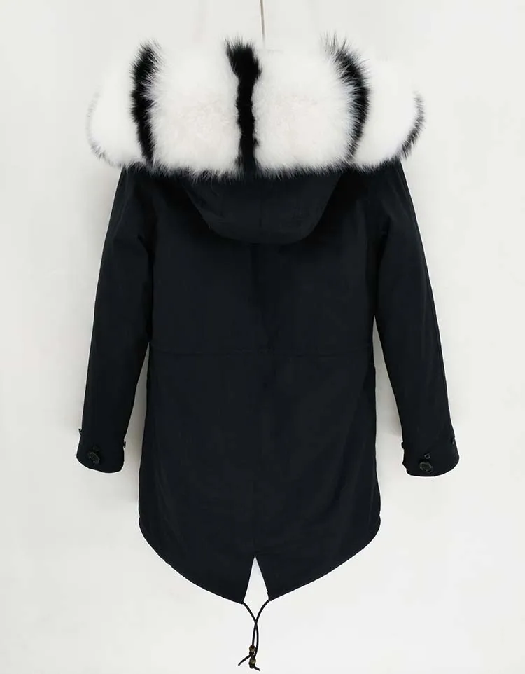 fox fur collar 26 Пальто из натурального меха, длинная парка, зимняя куртка для женщин, Воротник из натурального Лисьего меха, капюшон, подкладка из натурального меха, Толстая теплая уличная одежда, бренд - Цвет: fox fur collar 26