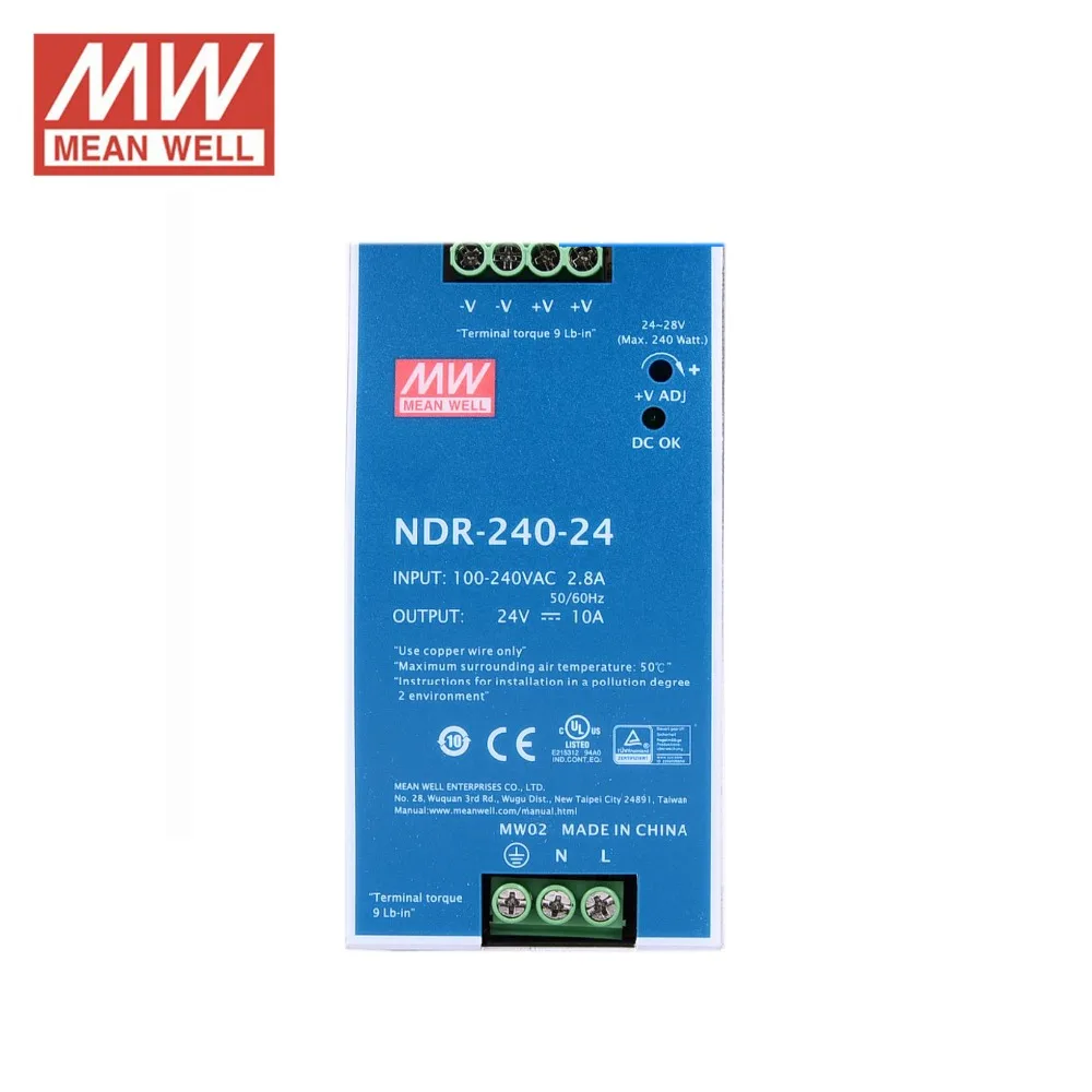 блок питания 24в 24VDC лабораторный источник MEAN WELL NDR 240 24 Один Выход Вт В 10А