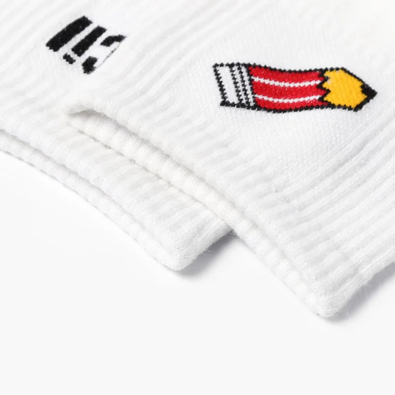 Распродажа белые хлопковые милые Мультяшные носки с принтом букв динозавров