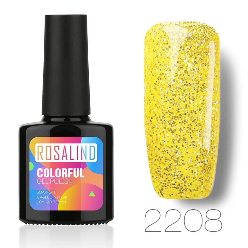 2208 ROSALIND гель 1S Красный бриллиант гель для ногтей с блестками Набор лаков Светодиодный УФ-гель лак замачиваемый верхний базовый слой необходимый лак для ногтей - Цвет: 2208