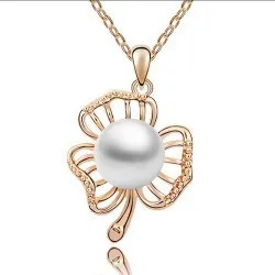 Wholesale White Gold Plated Pearl Rhinestone Pendant Necklace wedding jewelry N172 | Украшения и аксессуары