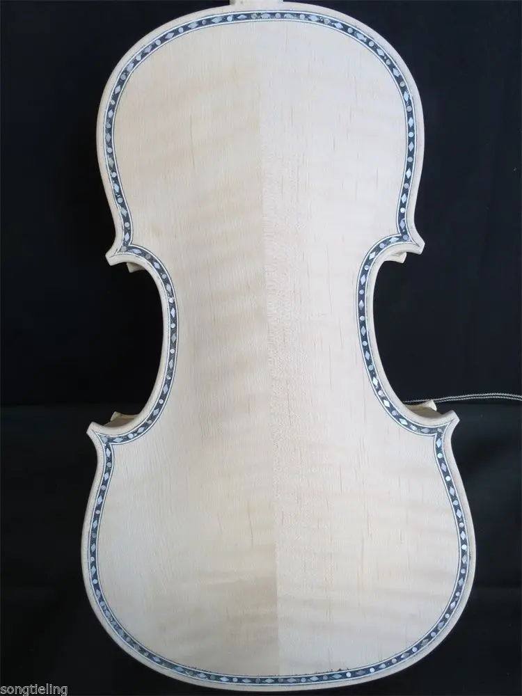 Фото Незаконченная скрипка в стиле Strad 4/4, инкрустированная верхняя часть и спина, резная ребра и шея. # 10537 №3