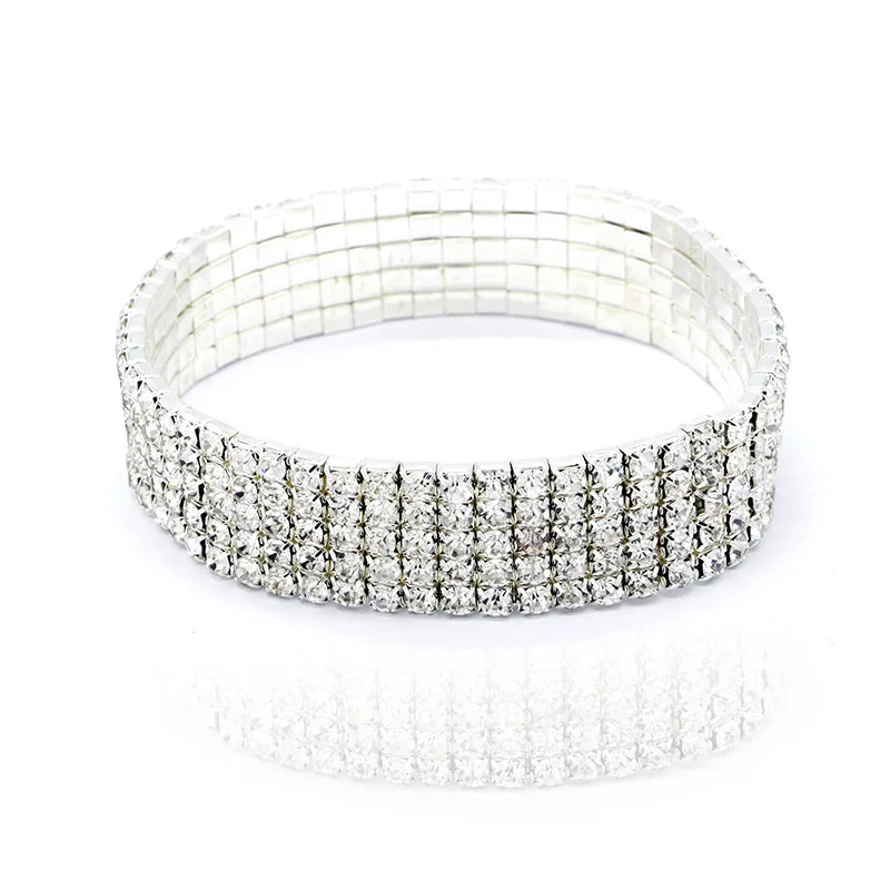 5 Rows Silver Модный ножной браслет, эластичные браслеты на лодыжку для женщин, браслет на ногу, Серебряные стразы, многослойный ножной браслет, ювелирные изделия для ног, пляжные аксессуары - Окраска металла: 5 Rows Silver