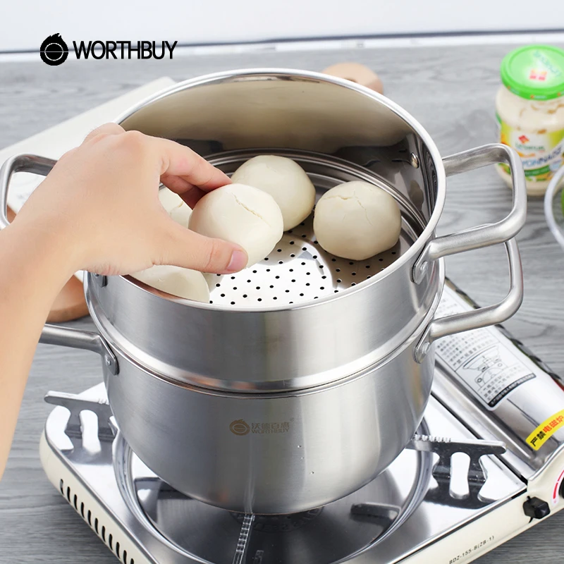 WORTHBUY Многофункциональный суповая из нержавеющей стали котелок кухонная посуда