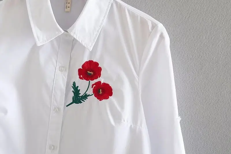 Omchion blusas 2018 Новое поступление цветочный Вышивка off белая блузка Для женщин
