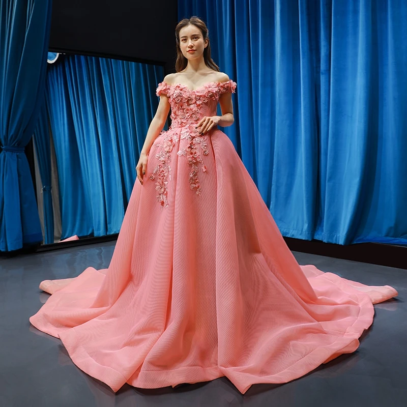 J66795 jancember sky blue evening dress v-neck off shoulder lace up back flowers formal dress party vestidos de fiesta de noche