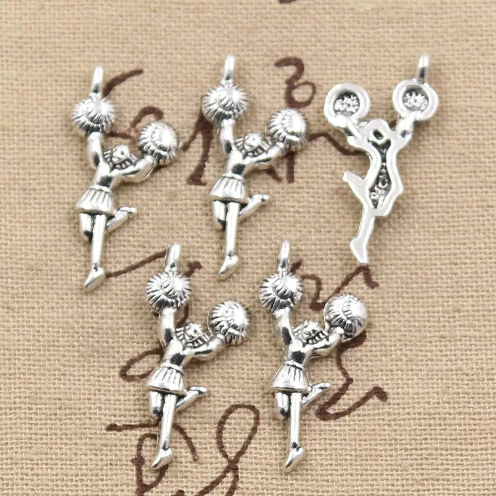 20pcs Charms Cheer Cheerleader 29x14mm Antique Making Pendant fit,Vintage Tibetan Bronze Silver color,DIY Bracelet Necklace