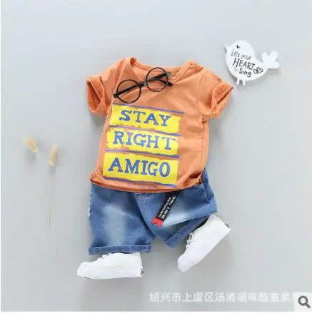 2018 summer new boy suit 0-4 years old children's cartoon Korean cotton explosion models two-piece |