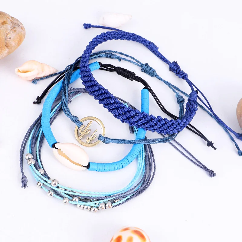 Mix Colour Handmade Woven Braid Bracelet Round Bead Shell Cactus Friendship for Women 2358 | Украшения и аксессуары
